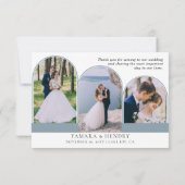 Dusty Blue 4 Arched Foto Bruiloft Kalligrafie Bedankkaart (Achterkant)