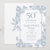 Dusty Blue 50th Jubileum Kaart (Voorkant / Achterkant)