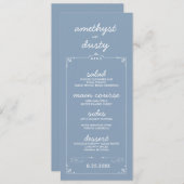 Dusty Blue Aangepaste Kleur Wedding Menu Kaarten (Voorkant / Achterkant)