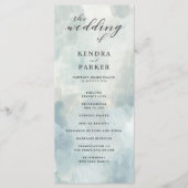 Dusty Blue Abstracte Brushstrokes bruiloft program Programmakaart (Voorkant)