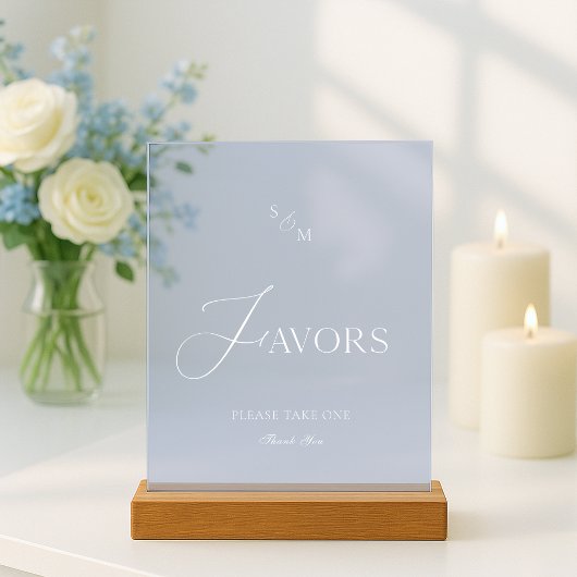 Dusty Blue Acrylic “Favors” Wedding Sign Acryl Bord