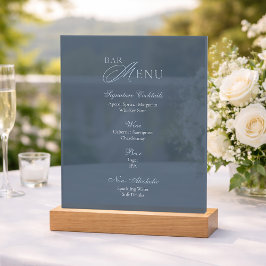 Dusty Blue Acrylic Wedding Bar Menu Sign Acryl Bord