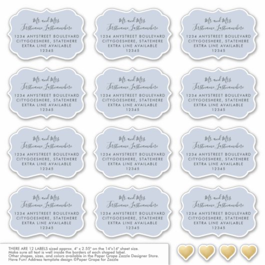 Dusty Blue Addressed Mailing Etiketten Beugelvorm Sticker (Voorkant)