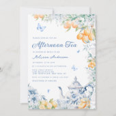 Dusty Blue Afternoon Tea Bruidsdouche uitnodiging (Voorkant)