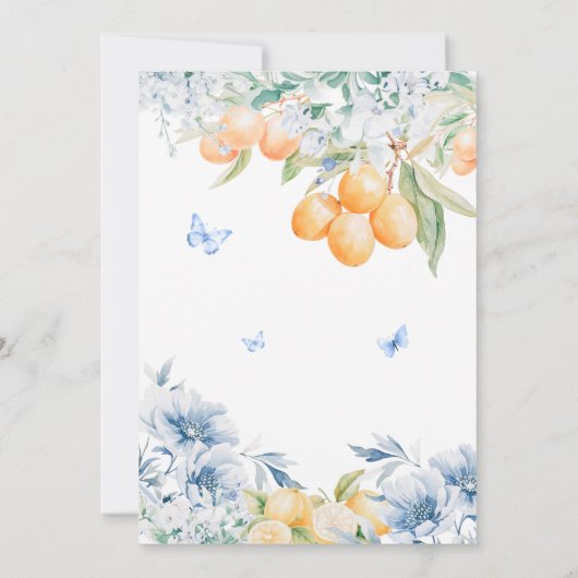 Dusty Blue Afternoon Tea Bruidsdouche uitnodiging (Achterkant)