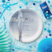  dusty blue agate cross First Communion Papieren Bordje (Feest)