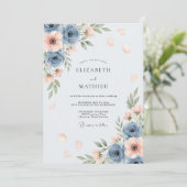 Dusty Blue Airy Spring Wedding Kaart (Staand voorkant)