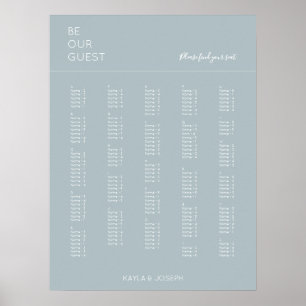 Dusty Blue Alfabetical Wedding Seating Chart Poster