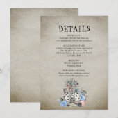 Dusty Blue Alice in Wonderland Trouwgegevens Informatiekaartje (Voorkant / Achterkant)