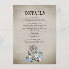 Dusty Blue Alice in Wonderland Trouwgegevens Informatiekaartje