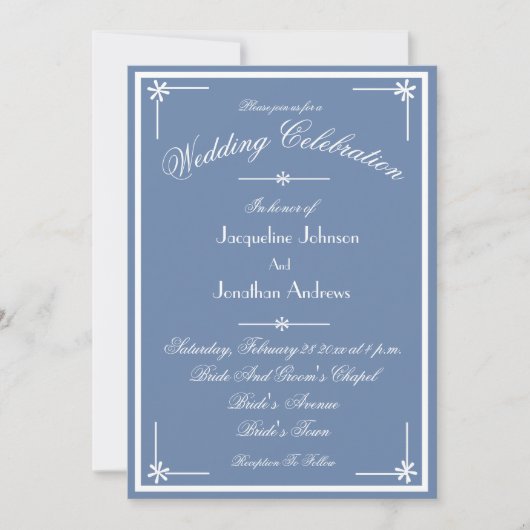 Dusty Blue All In One RSVP Email Website Wedding Kaart (Voorkant)