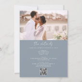 Dusty Blue Alles In Een QR Code Foto Bruiloft Kaart (Achterkant)