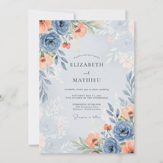 Dusty Blue Alluring Spring Wedding Kaart (Voorkant)