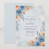 Dusty Blue Alluring Spring Wedding Kaart (Voorkant / Achterkant)