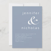 Dusty Blue Ampersand Modern Typography Wedding Kaart (Voorkant)