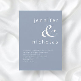 Dusty Blue Ampersand Modern Typography Wedding Kaart