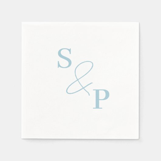 Dusty Blue Ampersand Monogram Wedding Napkin Servet (Voorkant)