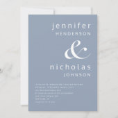 Dusty Blue Ampersand Typography Wedding Kaart (Voorkant)
