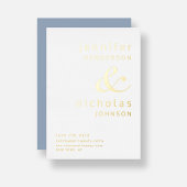 Dusty Blue Ampersand Wedding Save the Date Gold Folie Uitnodiging