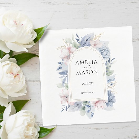 Dusty Blue and Blush Pink Floral Arch Wedding Servet