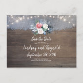 Dusty Blue and Blush Rustic Country Save the Date Aankondigingskaart (Voorkant)