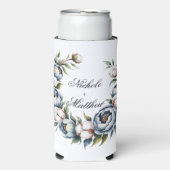 Dusty Blue and Cotton Wedding Favor Seltzer Blikjeskoeler (Seltzer Voorkant)