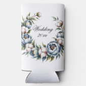 Dusty Blue and Cotton Wedding Favor Seltzer Blikjeskoeler (Achterkant)