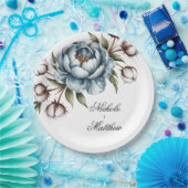 Dusty Blue and Cotton Wedding Papieren Bordje (Feest)