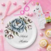 Dusty Blue and Cotton Wedding Papieren Bordje (Feest)