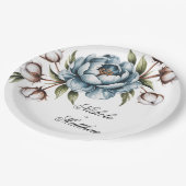 Dusty Blue and Cotton Wedding Papieren Bordje (Gekanteld)