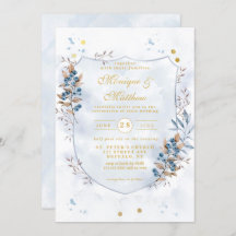 Dusty Blue and Gold Blueberries Shield Wedding