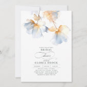 Dusty Blue and Gold Flowers Modern Vrijgezellenfee Kaart (Voorkant)