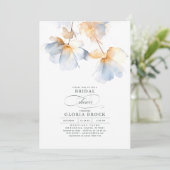 Dusty Blue and Gold Flowers Modern Vrijgezellenfee Kaart (Staand voorkant)