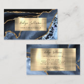 Dusty Blue and Gold Foil Agaat Visitekaartje (Voorkant / Achterkant)