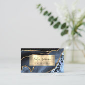 Dusty Blue and Gold Foil Agaat Visitekaartje (Staand voorkant)