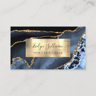 Dusty Blue and Gold Foil Agaat Visitekaartje