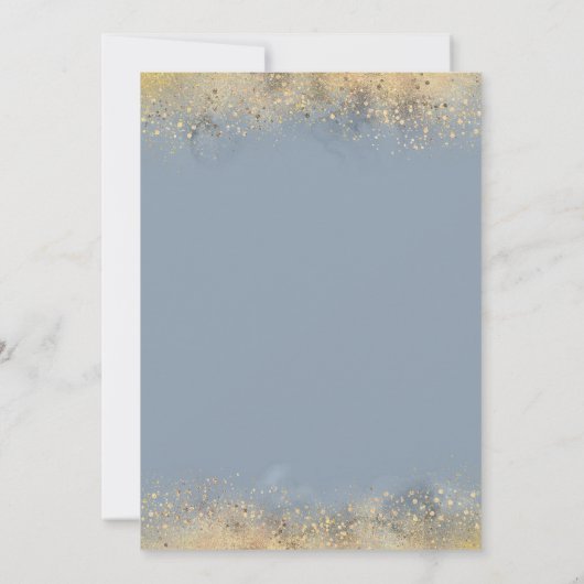 Dusty Blue and Gold Glitter Bloemen Verjaardagsfee Kaart (Achterkant)