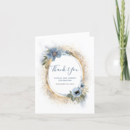 Dusty Blue and Gold Glitter Floral Bedankt