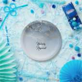 Dusty Blue and Gold Moderne Waterverf Papieren Bordje (Feest)