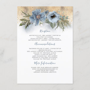 Dusty Blue and Gold Wedding Informatie Gast Informatiekaartje