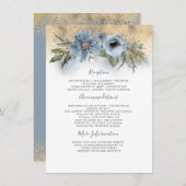 Dusty Blue and Gold Wedding Informatie Gast Informatiekaartje (Voorkant / Achterkant)