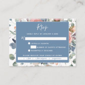 Dusty Blue and Greenery, zalige Floral RSVP-kaart Informatiekaartje (Voorkant)