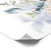 Dusty Blue and Ivory Flowers Baby shower welkom Poster (Hoek)