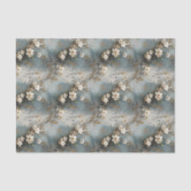 Dusty Blue and Ivory Shabby Bloemen Decoupage Papi