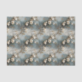 Dusty Blue and Ivory Shabby Bloemen Decoupage Papi Tissuepapier