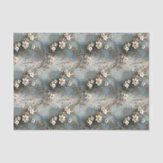 Dusty Blue and Ivory Shabby Bloemen Decoupage Papi Tissuepapier