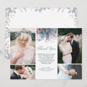 Dusty Blue and Mauve Floral Wedding Foto's Kaart (Voorkant / Achterkant)