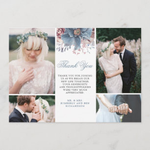 Dusty Blue and Mauve Floral Wedding Foto's Kaart