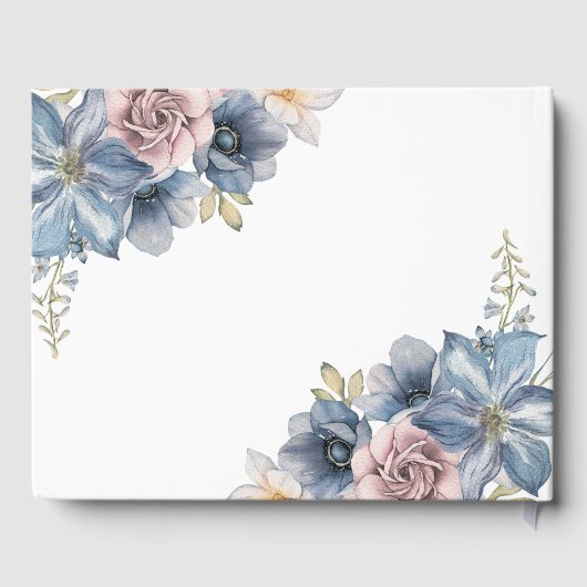 Dusty Blue and Mauve Floral Wedding Gastenboek (Achterkant)