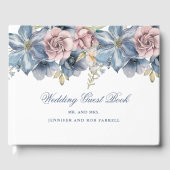Dusty Blue and Mauve Floral Wedding Gastenboek (Voorkant)